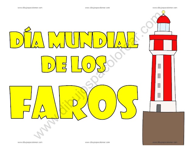 Día Mundial de los Faros dibujo a color y para colorear